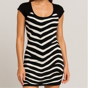 Forever 21 Y2K Zebra Glitter Bandage Bodycon Dress